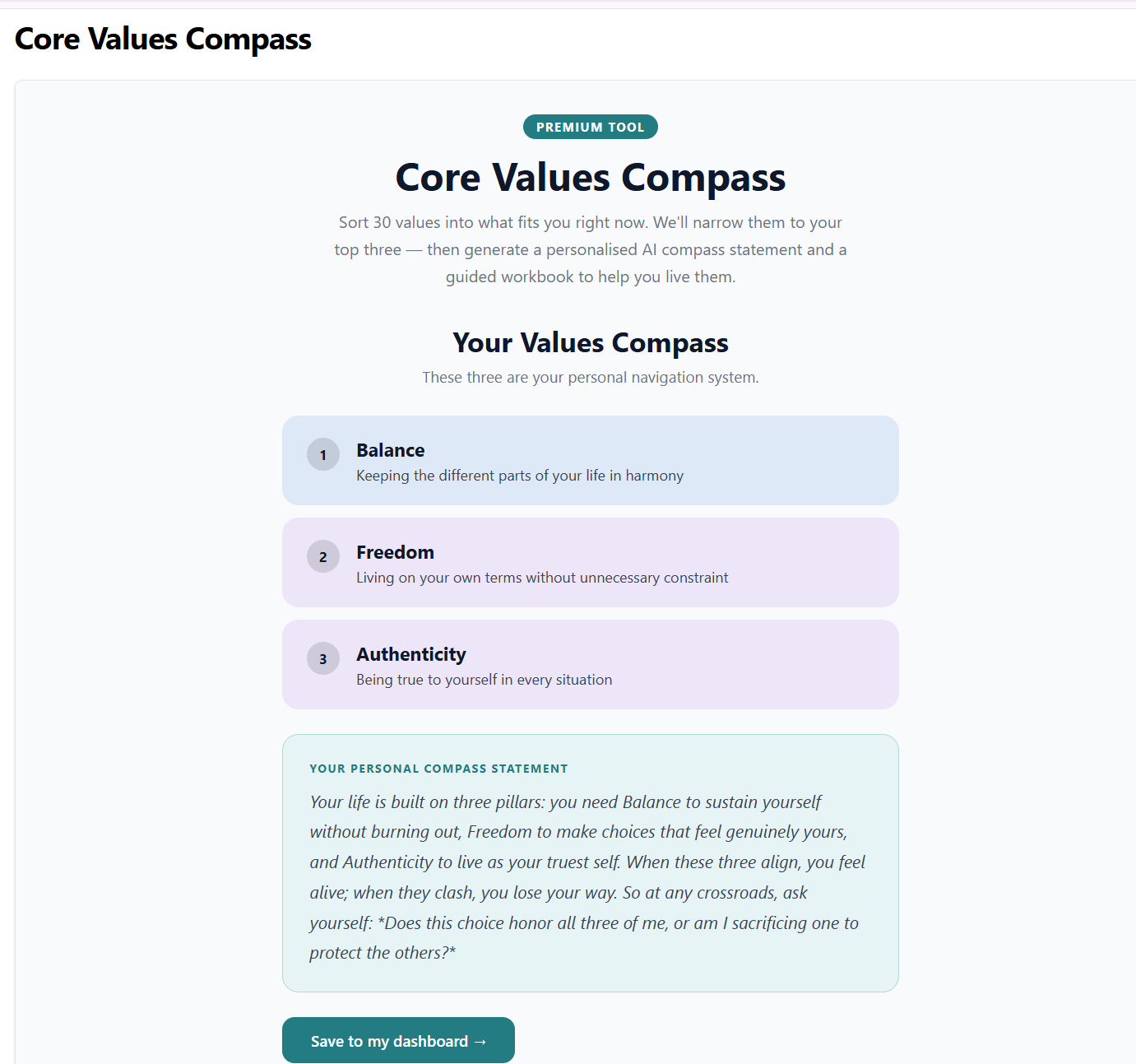 Premium Core Values Compass