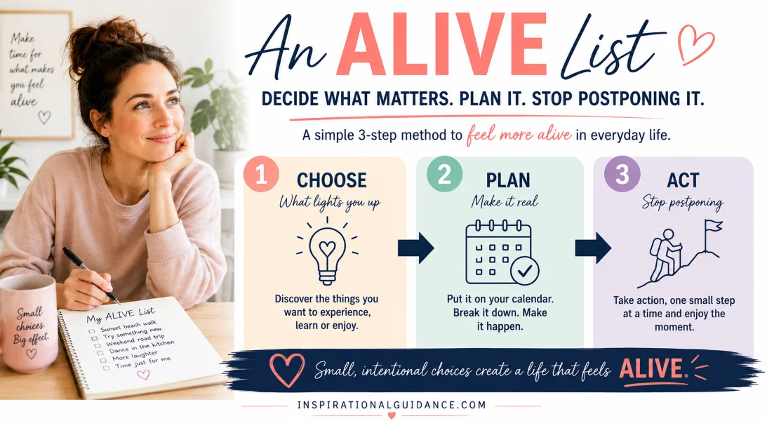 An ALIVE List: a simple 3-step method to feel more alive in everyday life — Choose, Plan, Act