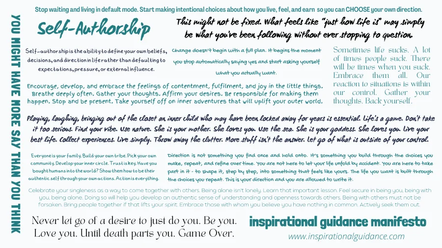 Inspirational Guidance Manifesto for self-authorship